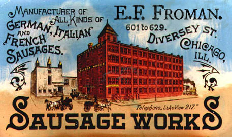 Old business card image of Froman Sausage Works
